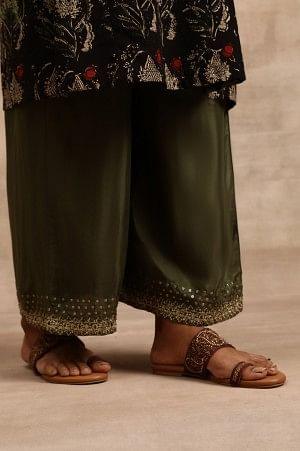 Olive Green Solid Parallel Pants - wforwoman