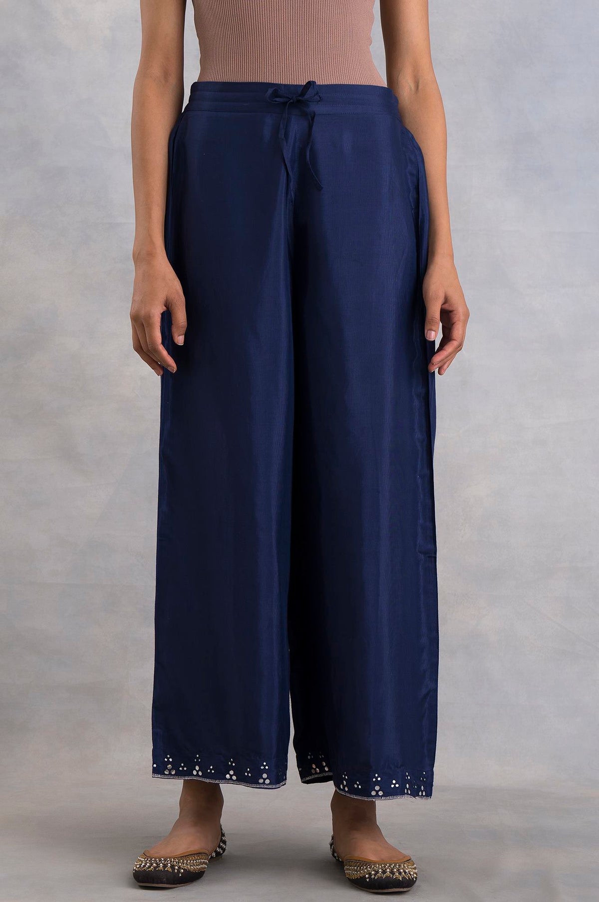 Purple Solid Parallel Pants - S