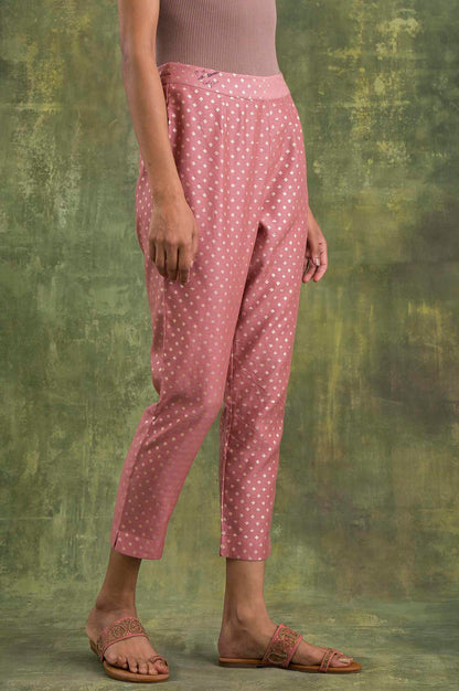 Pink Jacquard Slim Pants