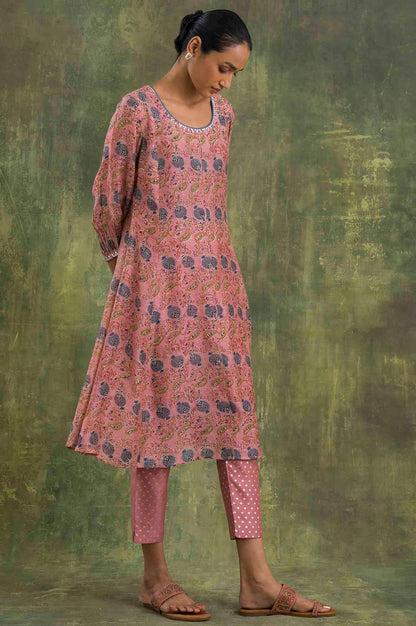 Pink Jacquard Slim Pants