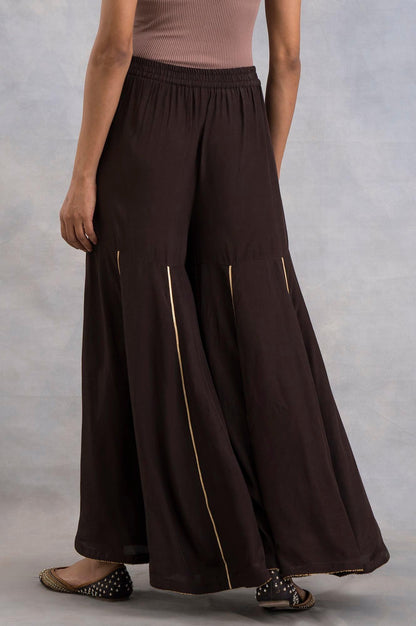 Dark Brown Sharara With Embroidery - wforwoman