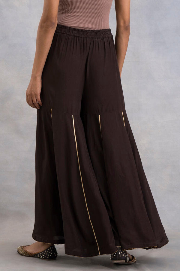 Dark Brown Sharara With Embroidery