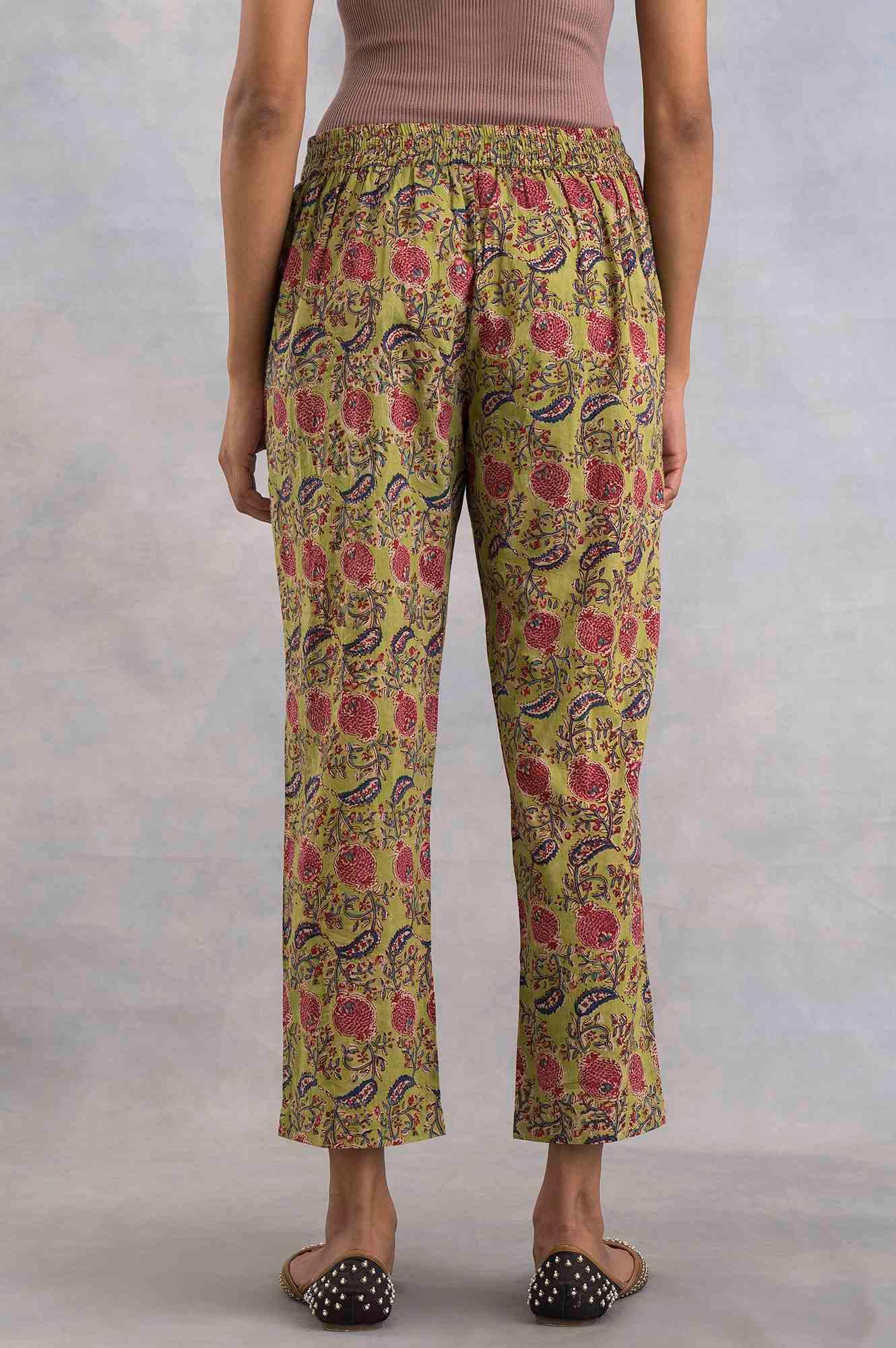 Hand Block Printed Straight Pants - wforwoman