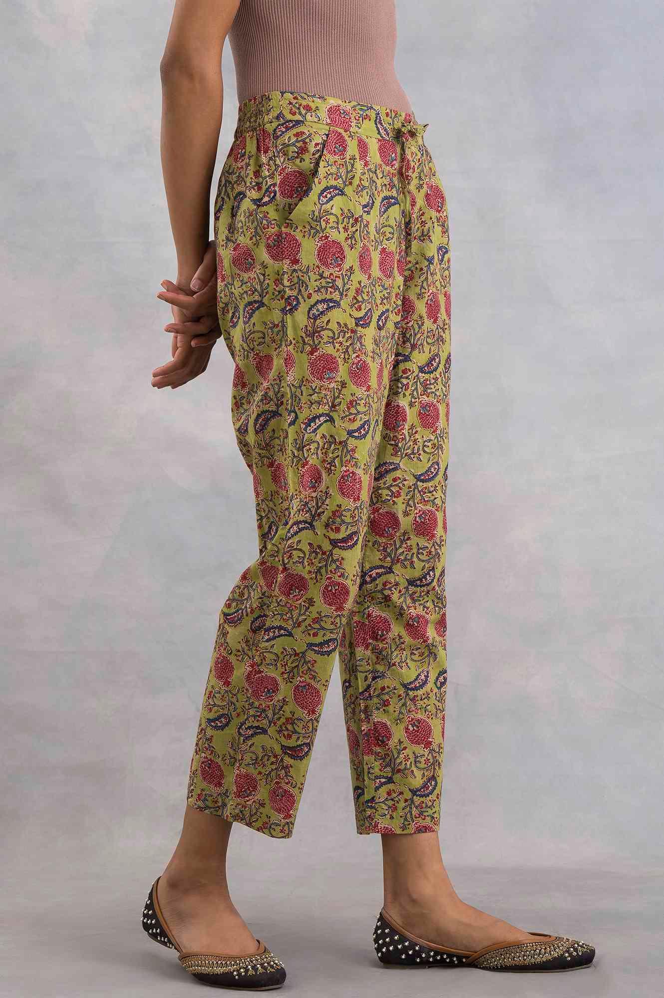 Hand Block Printed Straight Pants - wforwoman