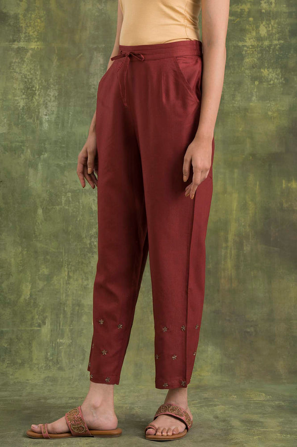 Pink Solid Straight Pants