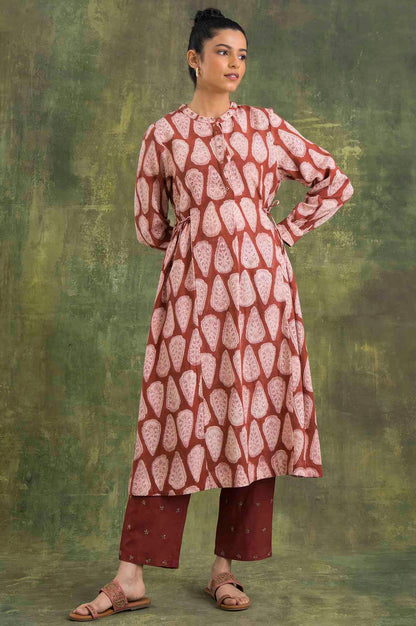 Pink Solid Embroidered Straight Silk Pant