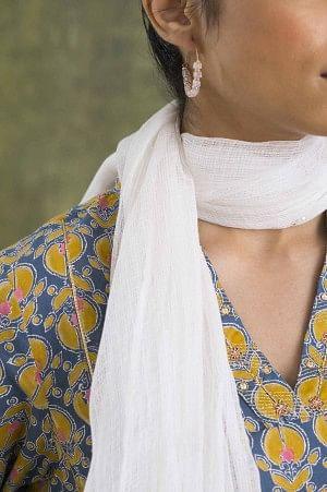 Ecru Kota Doriya Mukaish Drape