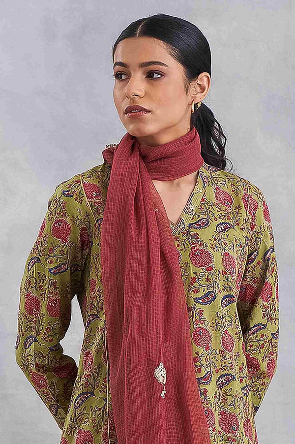 Pink Solid Kota Textured Drape