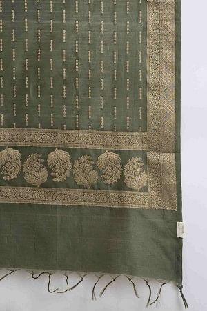 Olive Green Woven Jacquard Drape