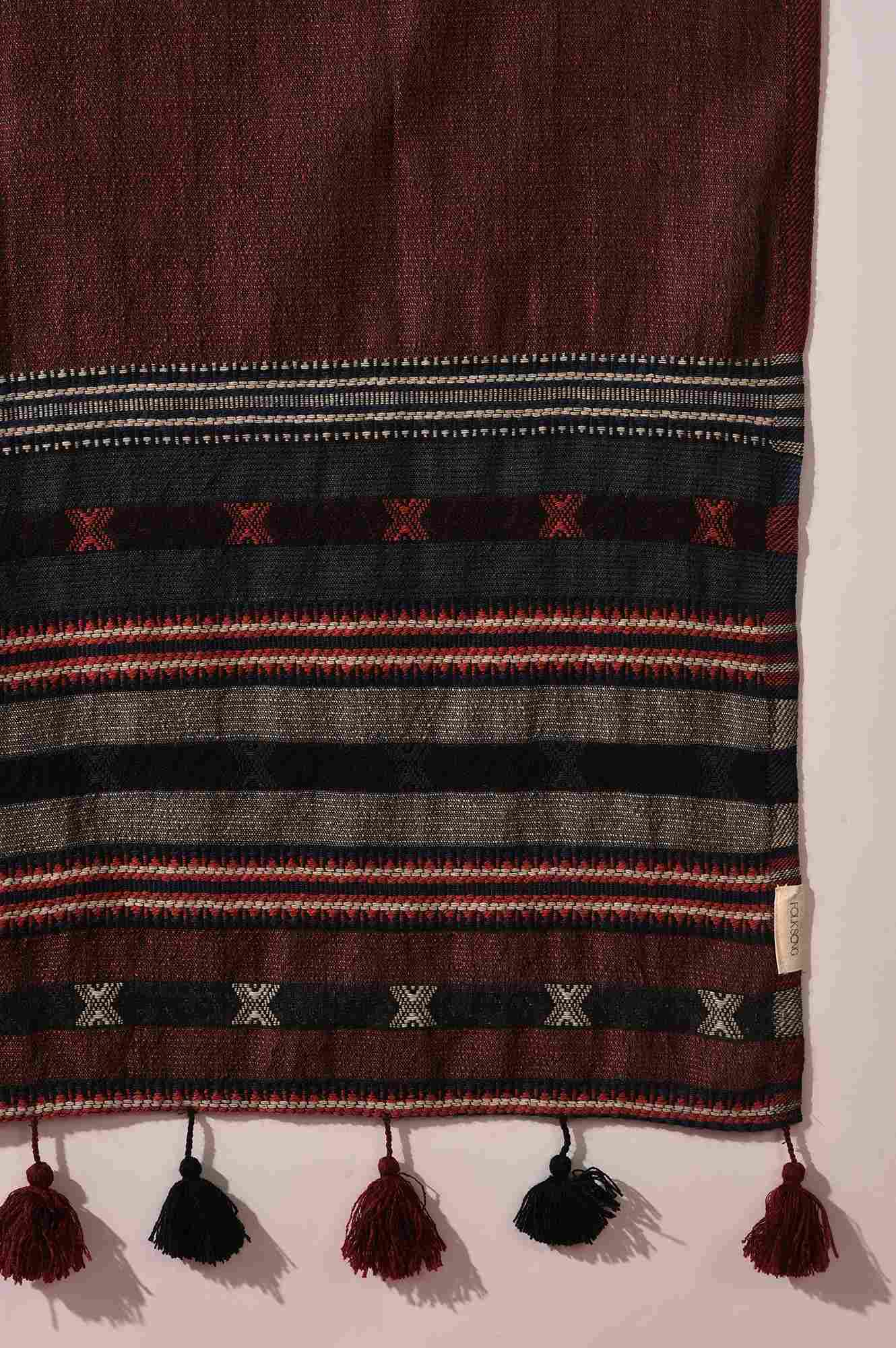 Red Yarn Dyed Woollen Shawl