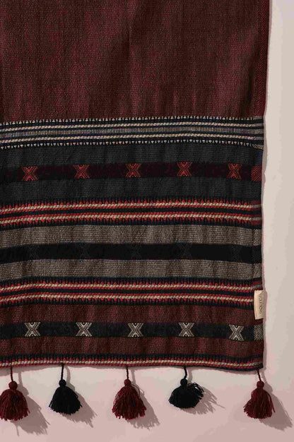 Red Yarn Dyed Woollen Shawl
