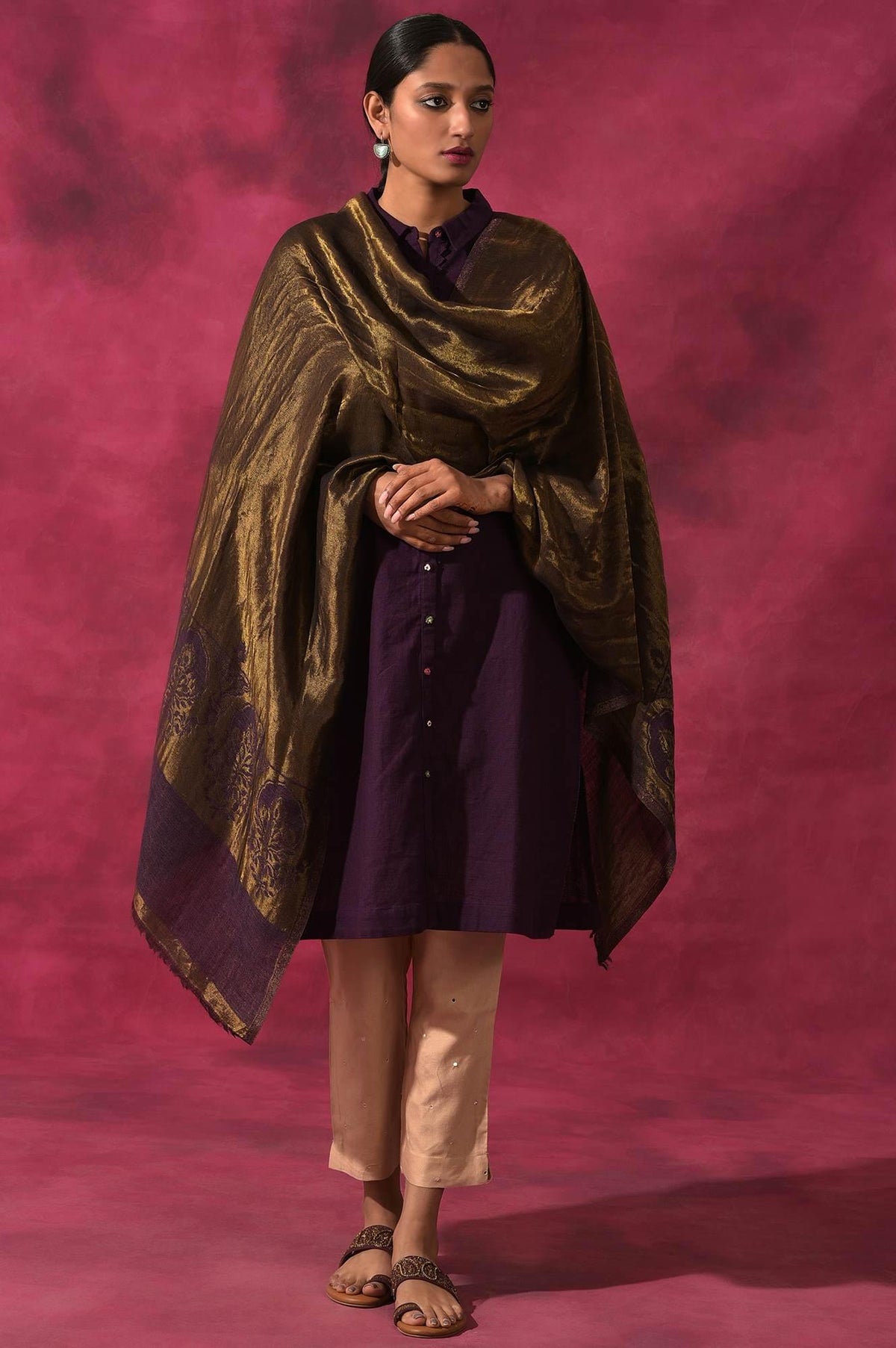 Purple Wool Blend Shawl - FS