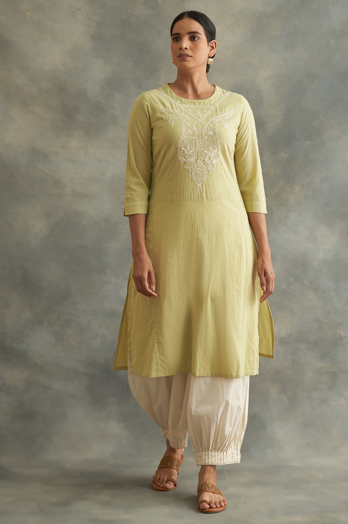 Pastel Green Chikankari kurta - XS