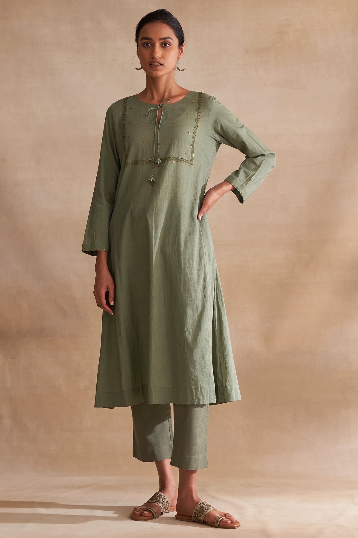 Folksong By W Green Embroidered Cotton kurta - XS