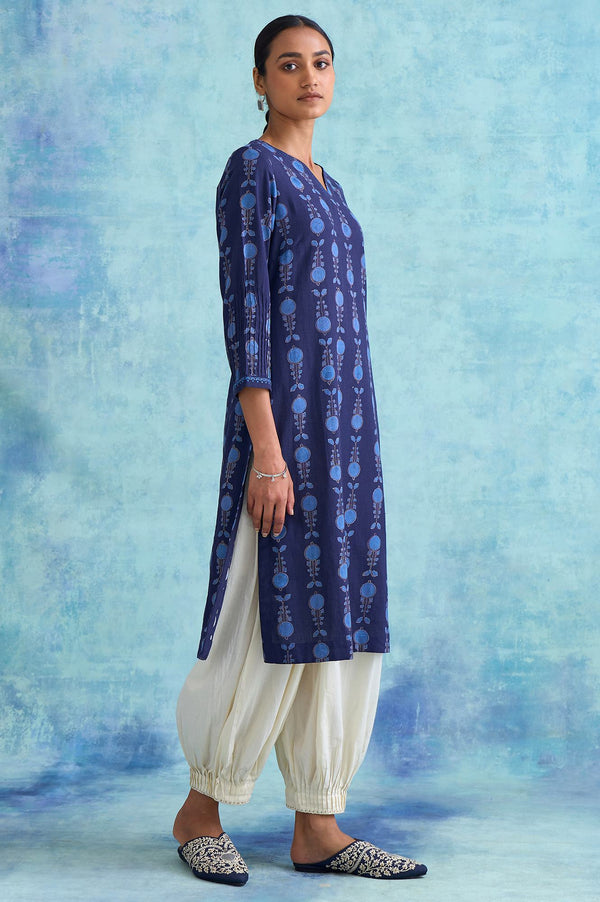 Dark Blue Handblock Print kurta