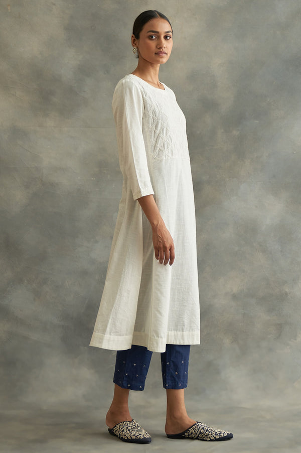 Ecru Cotton Chikankari kurta