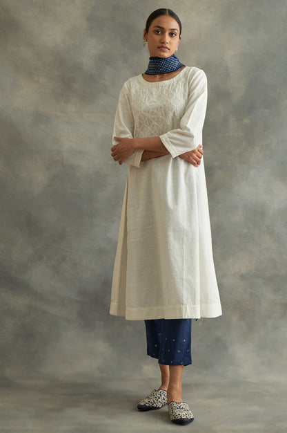 Ecru Cotton Chikankari kurta