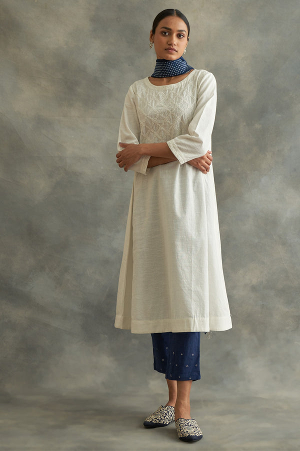 Ecru Cotton Chikankari kurta
