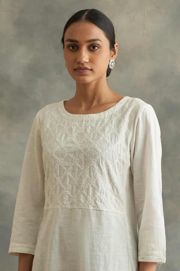 Ecru Cotton Chikankari kurta