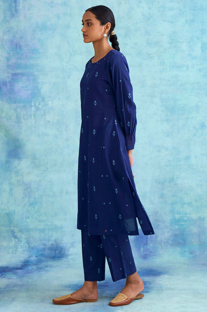 Folksong By W Indigo Yarn Dyed Dobby kurta