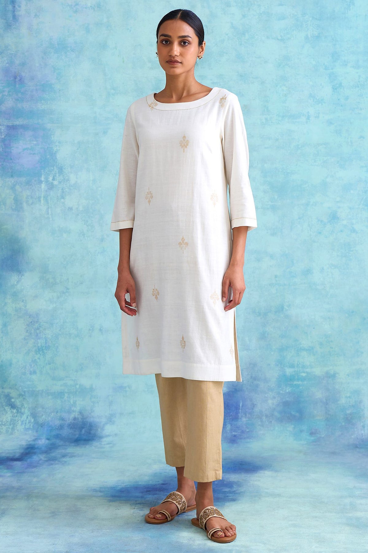 Folksong By W Ecru Handwoven kurta - XS