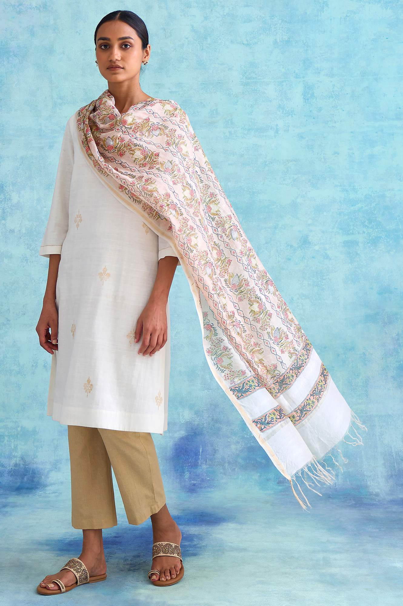 Folksong By W Ecru Handwoven kurta