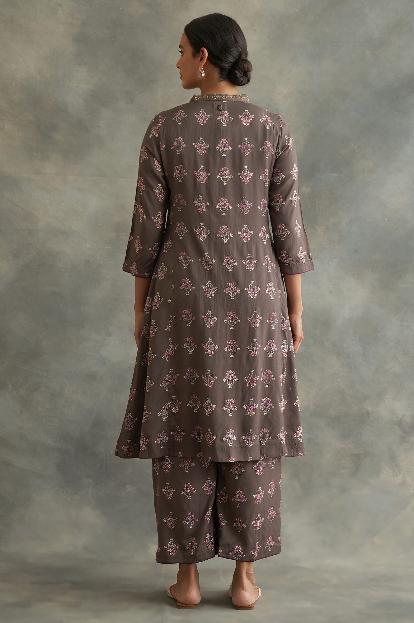 Dark Grey Handblock Print kurta