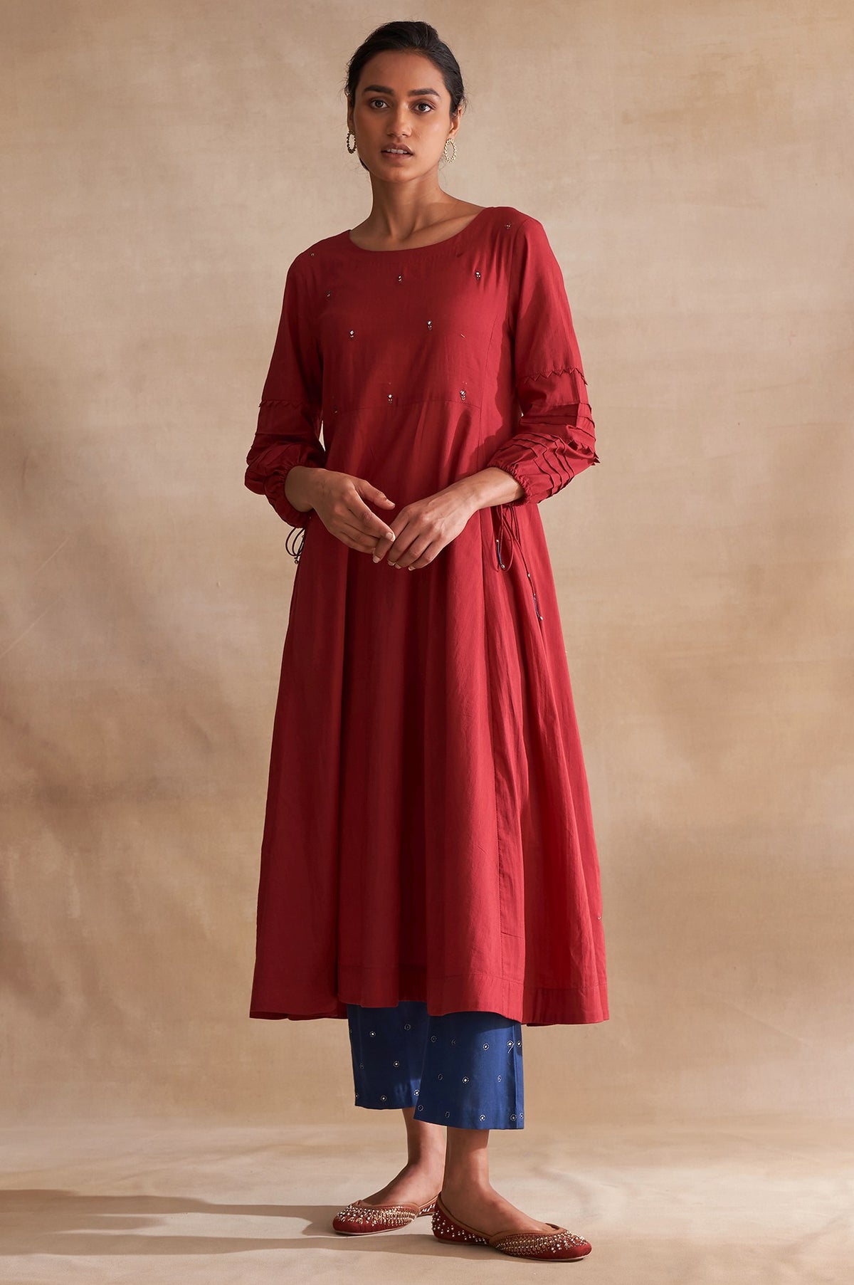 Folksong By W Red Longline Voile kurta - XS