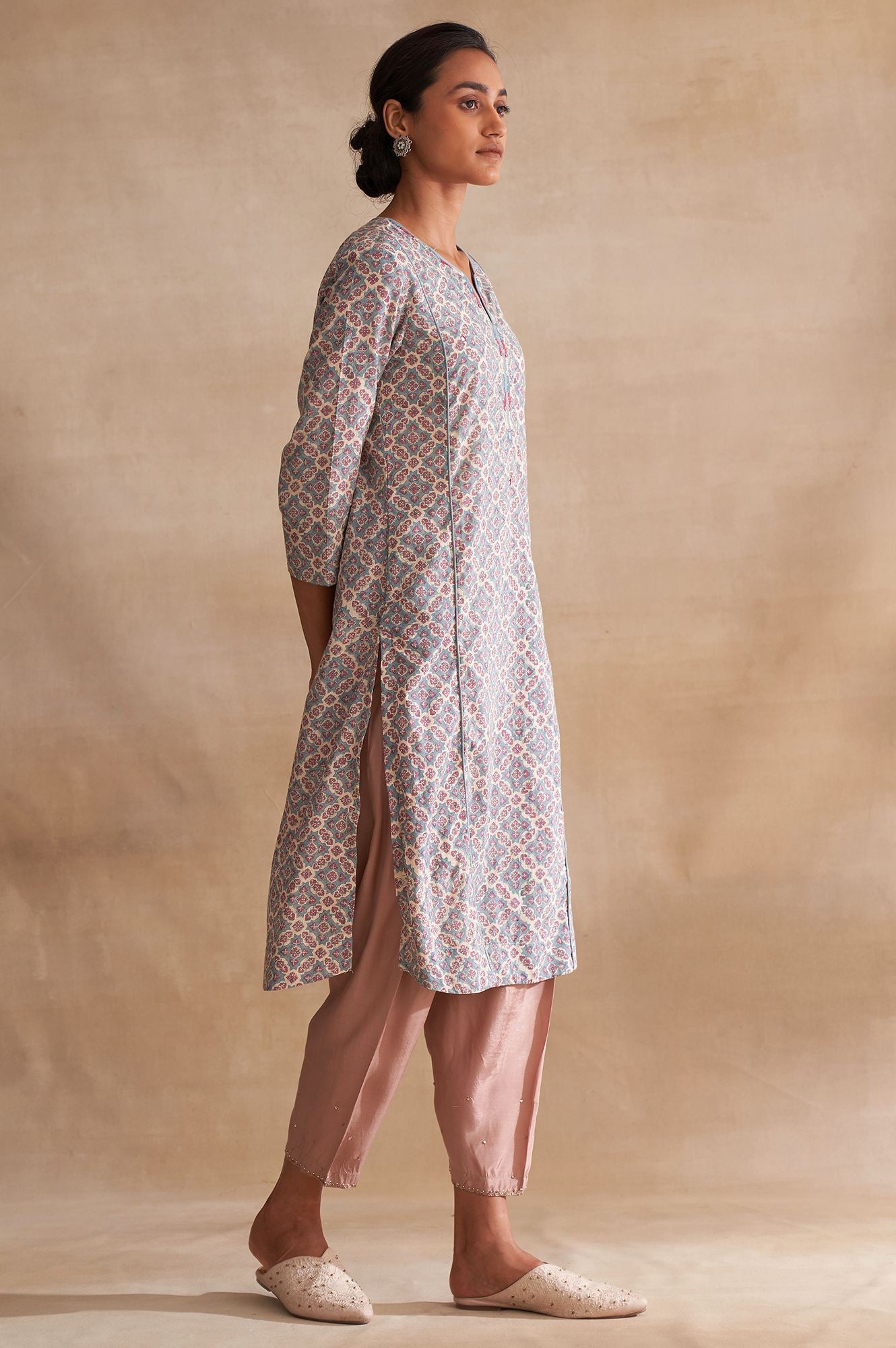 Folksong By W Soft Multicoloured Handblock Print kurta