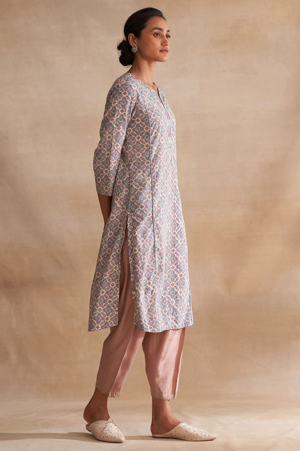 Folksong By W Soft Multicoloured Handblock Print kurta