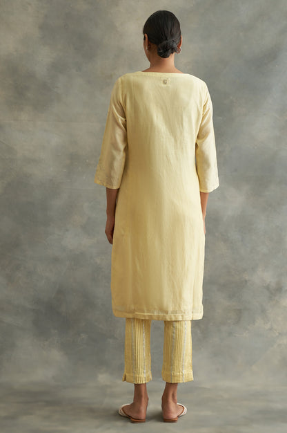 Yellow Cotton Silk Gota kurta