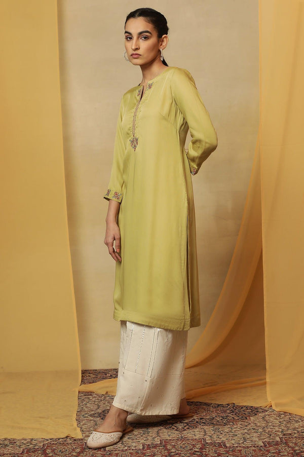 Pastel Green Lustrous Satin Kurta