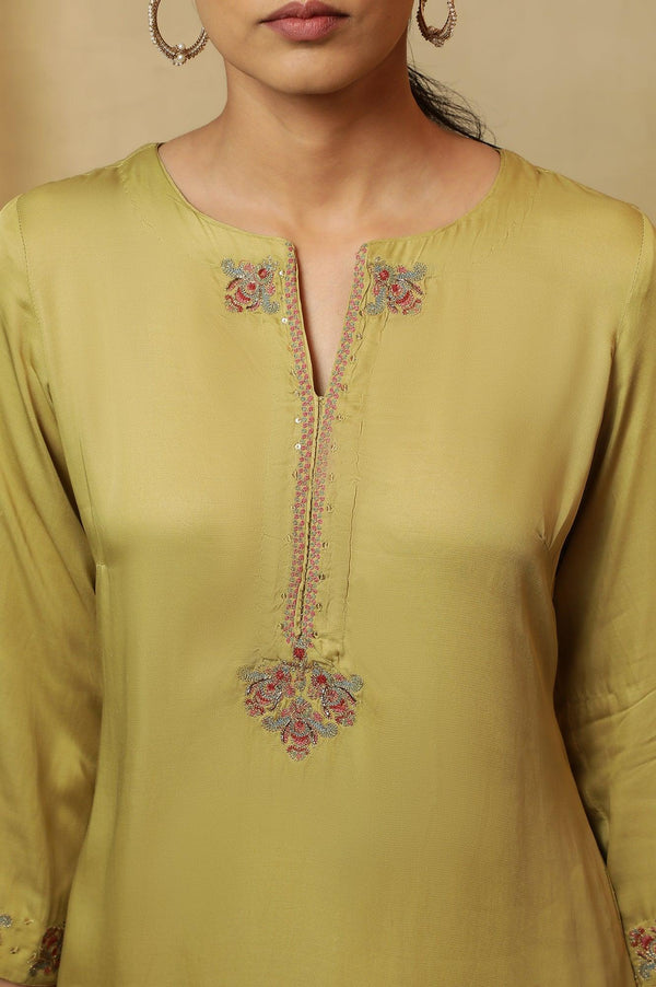 Pastel Green Lustrous Satin Kurta