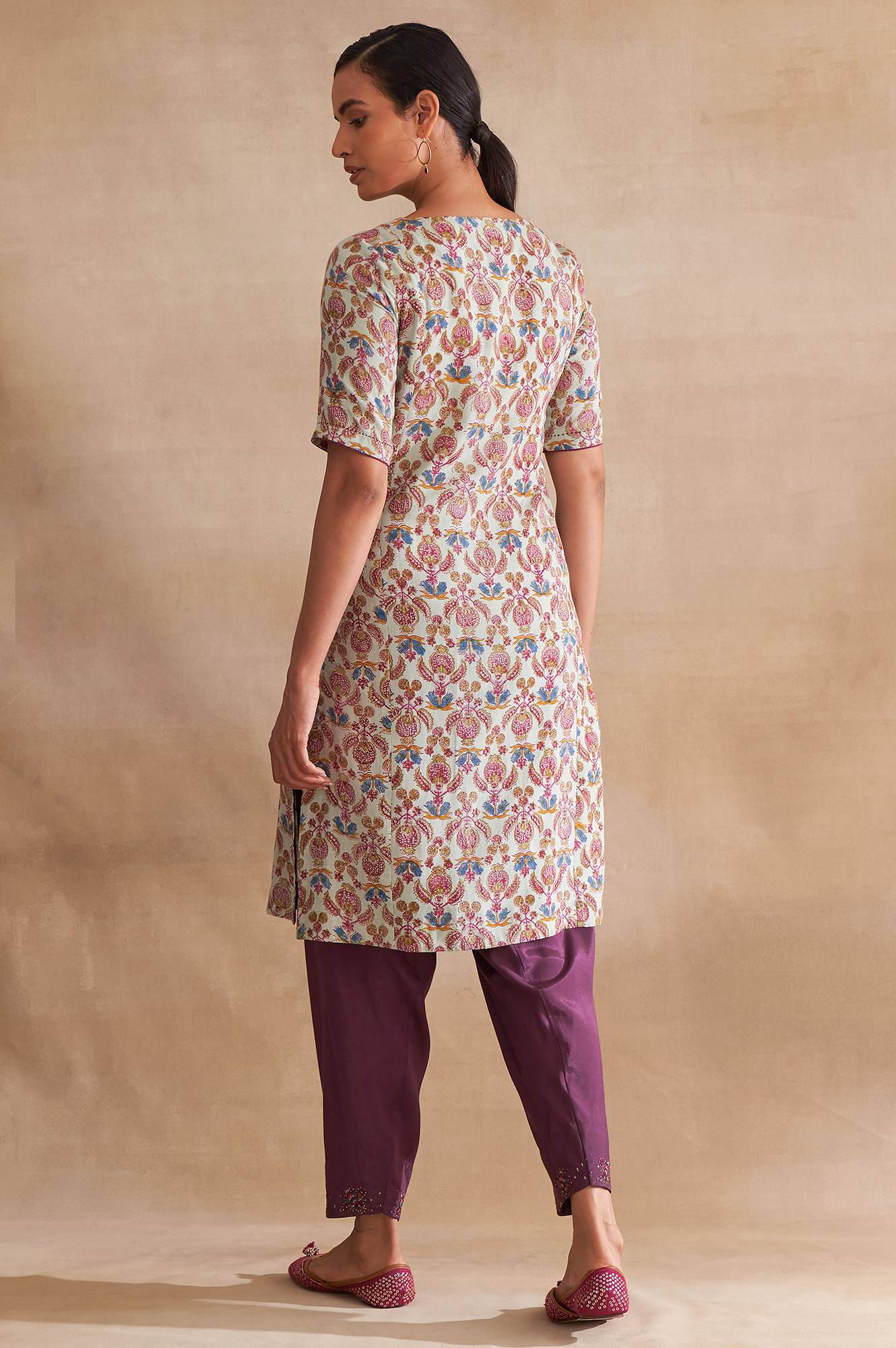 Folksong By W Light Blue Handblock Print kurta