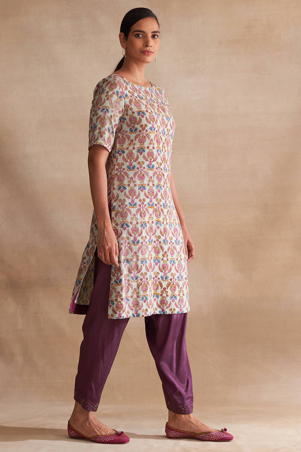 Folksong By W Light Blue Handblock Print kurta