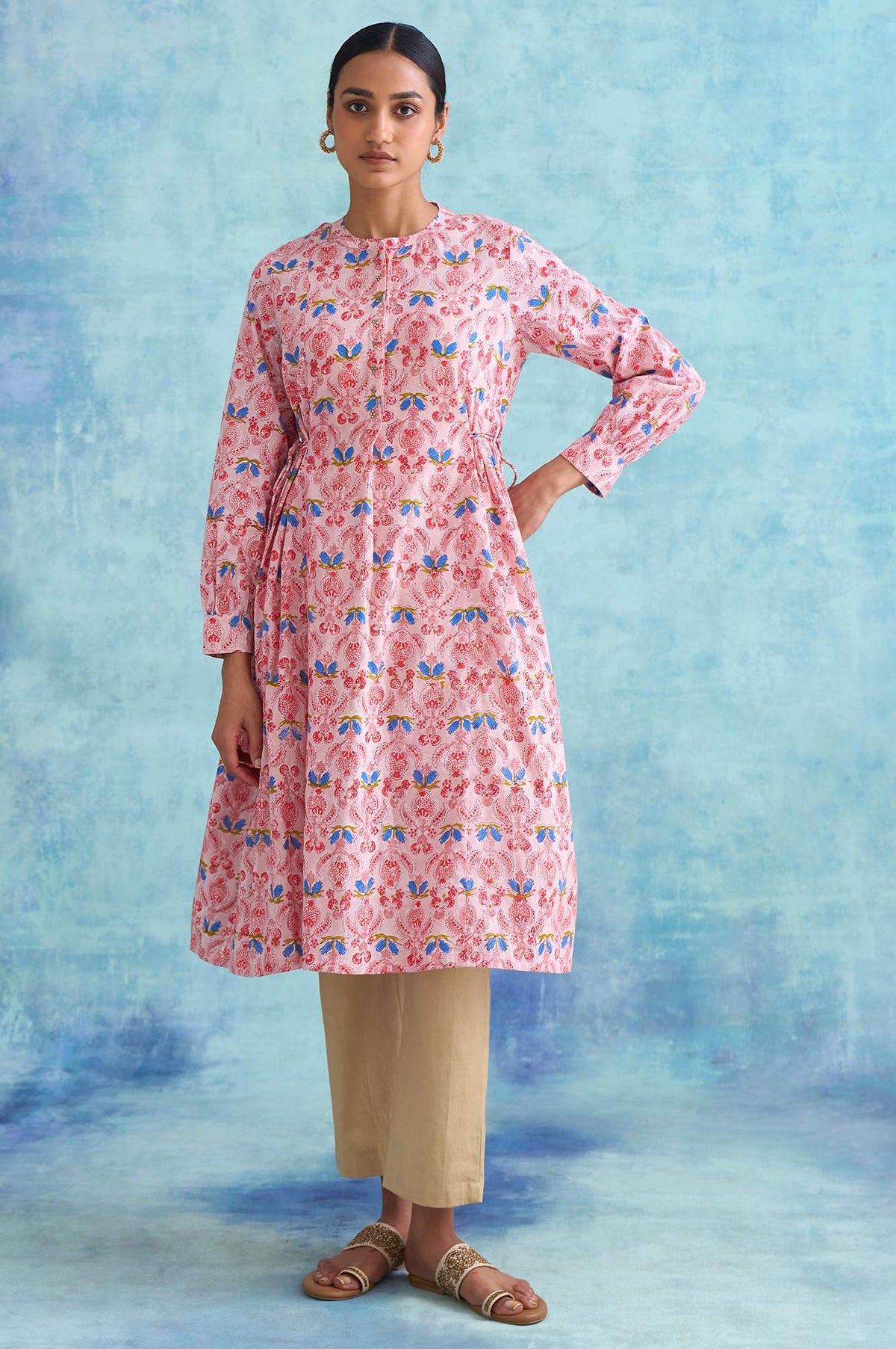 Folksong By W Soft Multicoloured Handblock Print Dress - XS