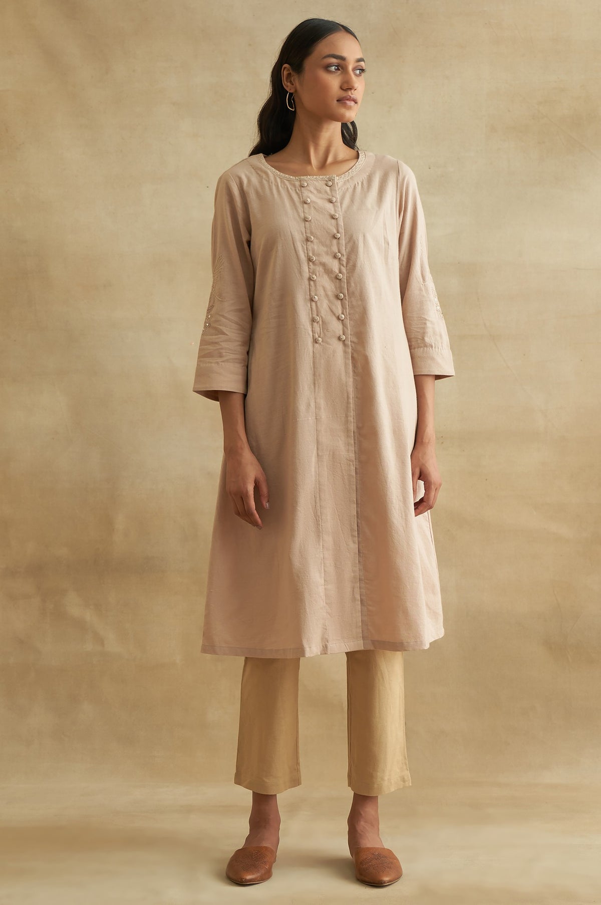 Dusty Pink Chikankari kurta - XS
