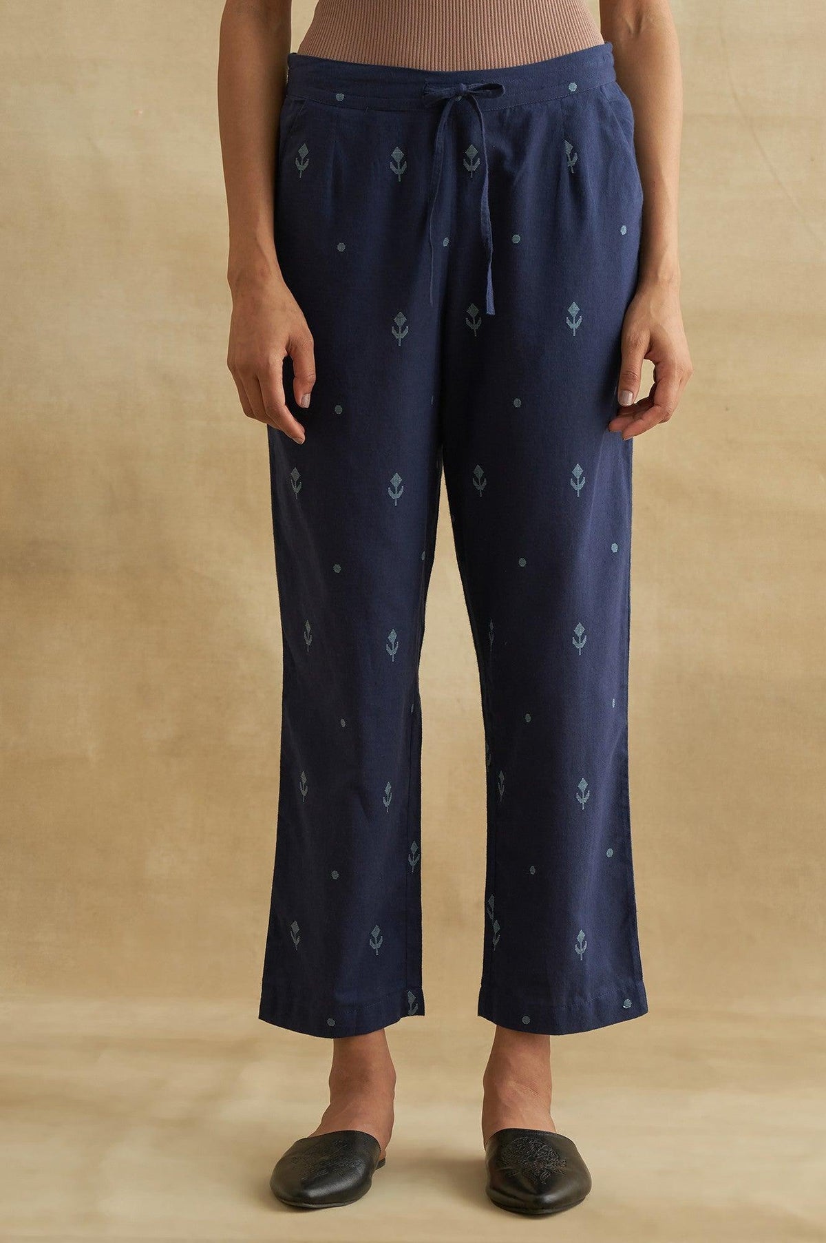 Indigo Yarn-Dyed Straight Pants - S