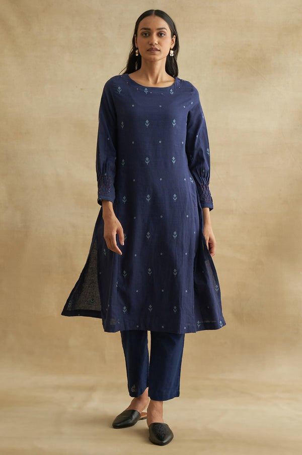 Indigo Yarn-Dyed Straight Pants