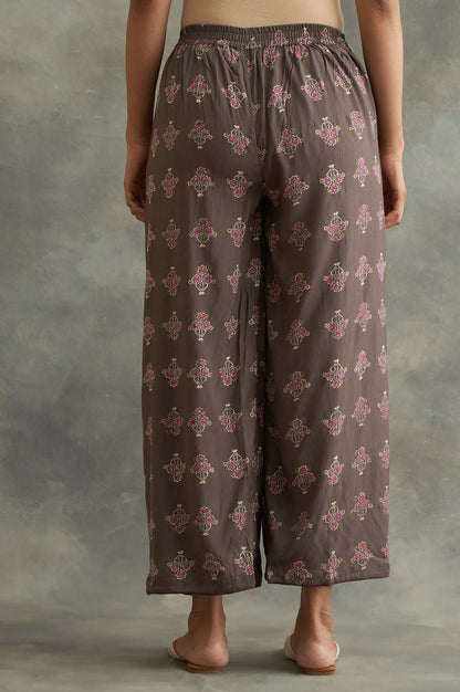 Dark Grey Printed Parallel Pants