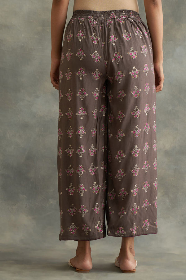 Dark Grey Printed Parallel Pants