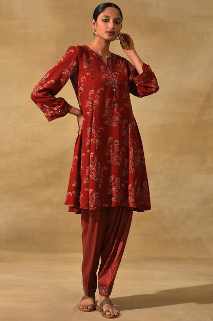 Red Solid Salwar - wforwoman