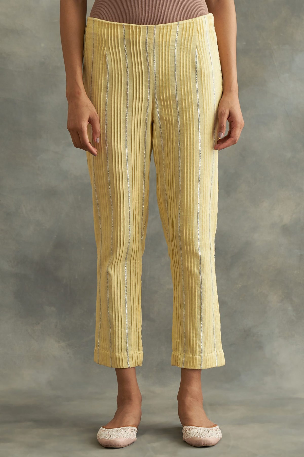 Lemon Yellow Solid Slim Pants - XL