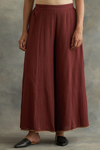 Dark Red Solid Divided Skirt - wforwoman