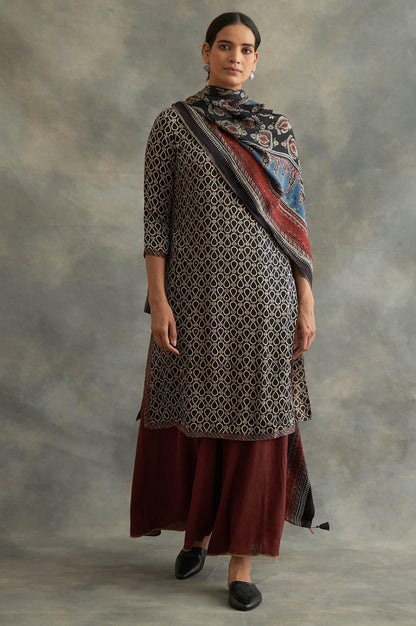 Dark Red Solid Divided Skirt - wforwoman