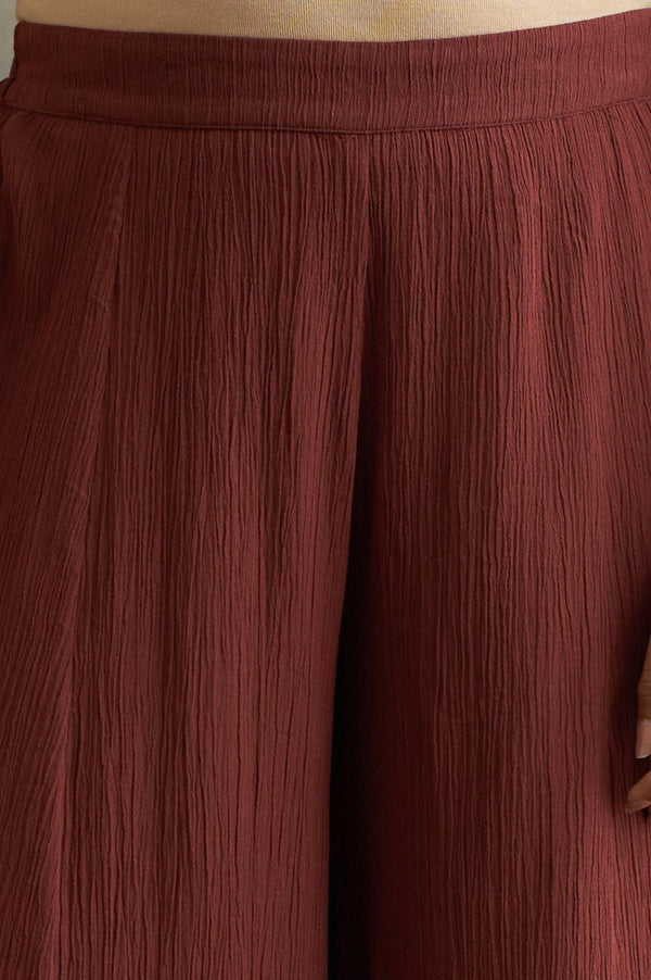 Dark Red Solid Divided Skirt