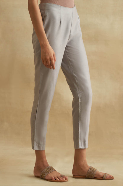 Light Grey Solid Slim Pants