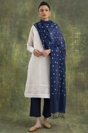 Indigo Yarn-Dyed Cotton Drape - wforwoman