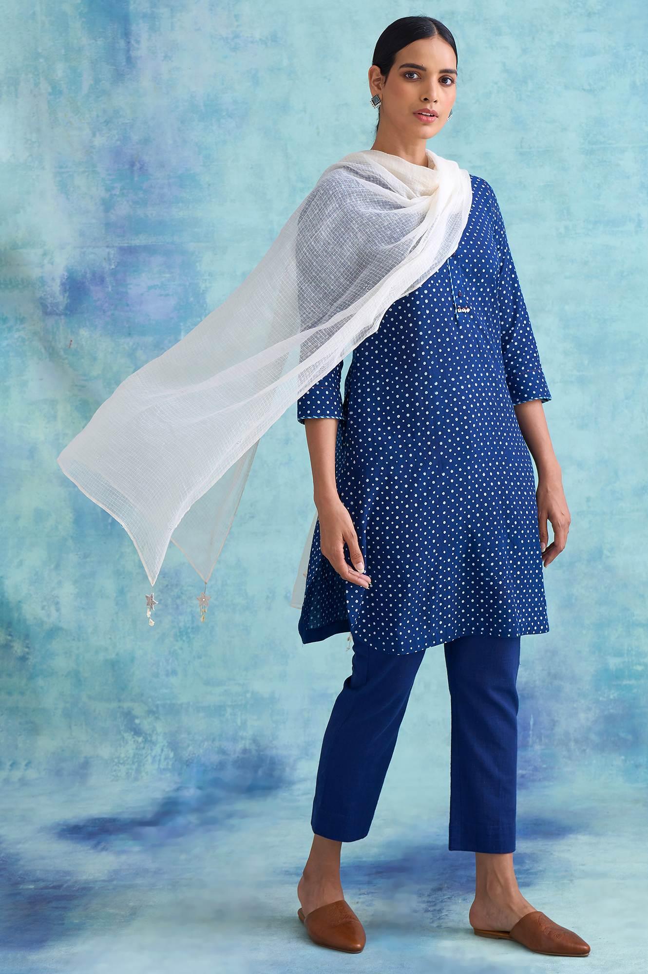 Folksong By W Ecru Solid Kota Drape - wforwoman