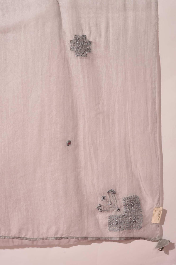 Light Grey Solid Silk Organza Drape